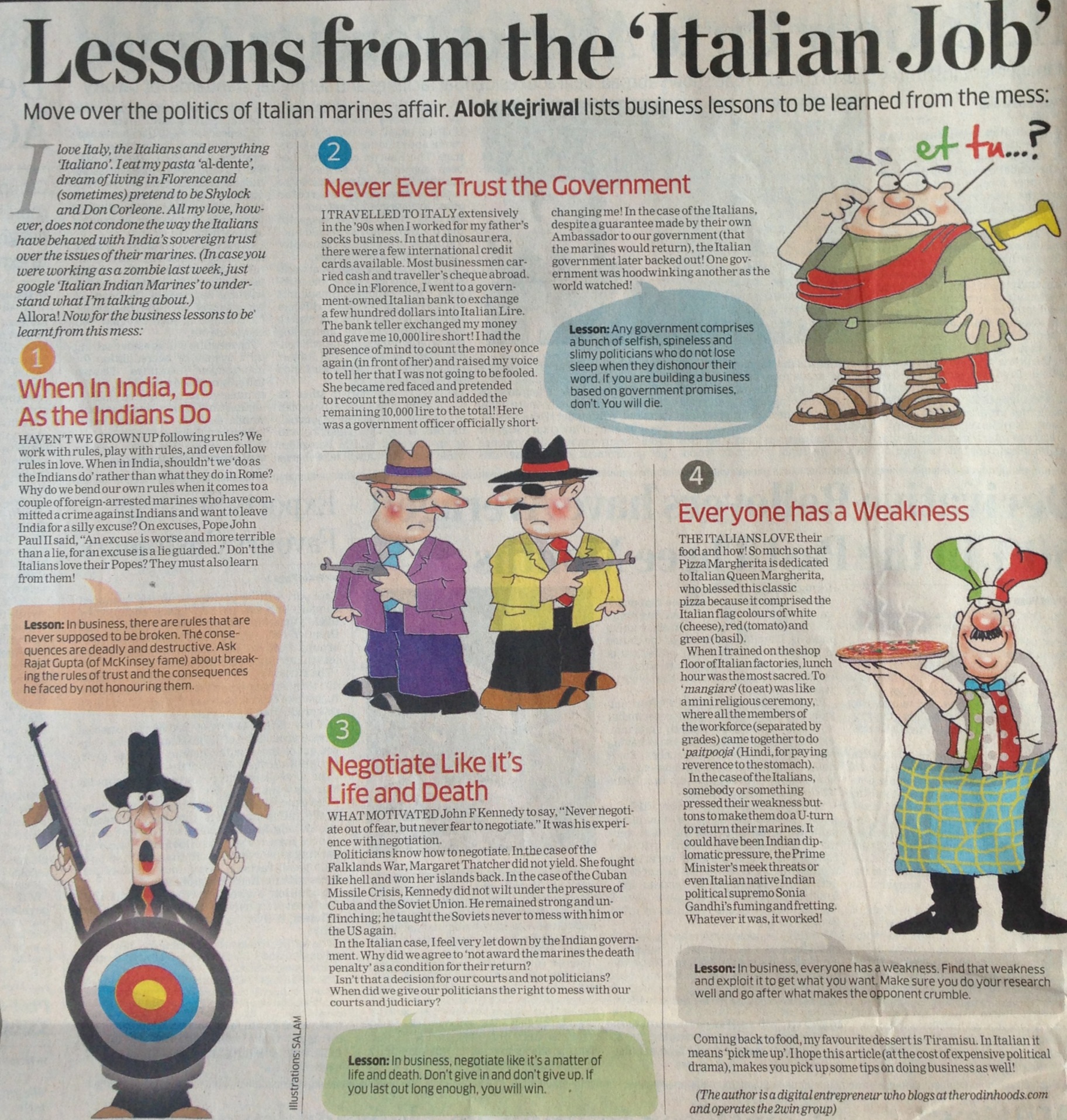Out & About in Italy, Article